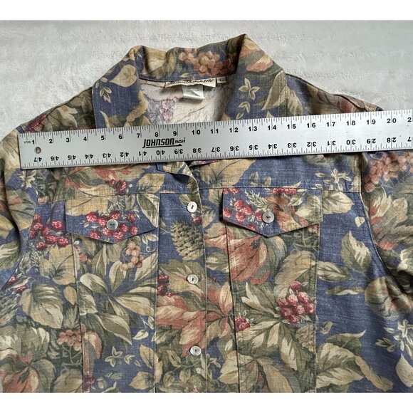 Norm Thompson Womens Tapestry Multicolor Floral Button Front Jacket Large Casual - Picture 5 of 7